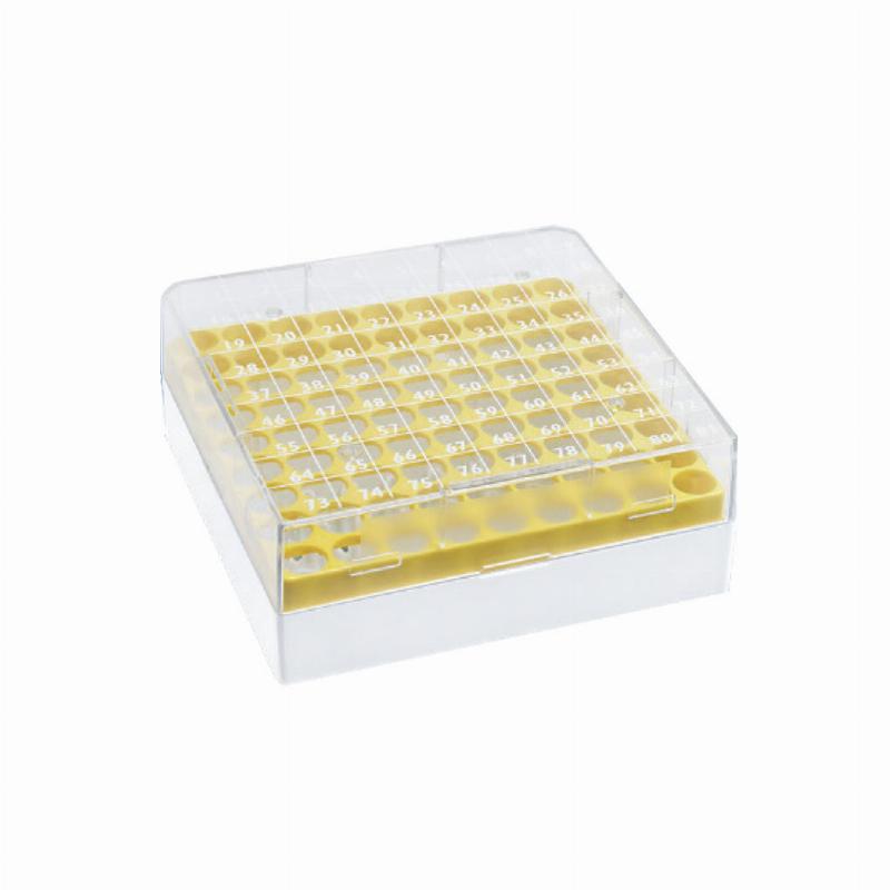 Штатив BIOSIGMA CRYOGEN® BOX на 81 місце для 1.2-2 мл. пробірок, сітка жовтого кольору, BSM58061B/G